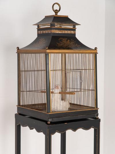 Regency Style Tole Birdcage on Stand USA 20th Century