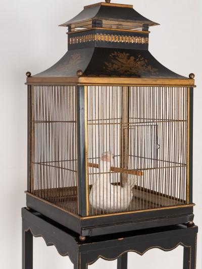 Regency Style Tole Birdcage on Stand USA 20th Century