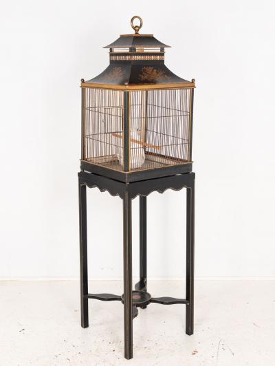 Regency Style Tole Birdcage on Stand USA 20th Century