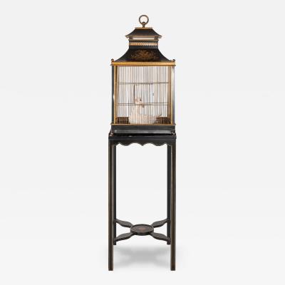 Regency Style Tole Birdcage on Stand USA 20th Century