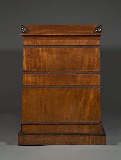 Regency flash mahogany and ebonized desk of double pylon architectural form