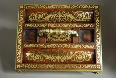 Regency rosewood and inlaid brass desk stand