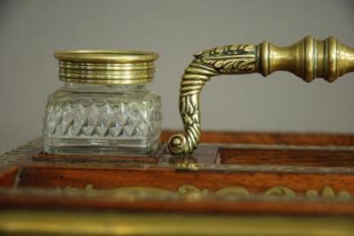 Regency rosewood and inlaid brass desk stand
