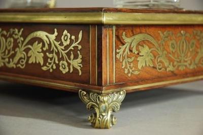 Regency rosewood and inlaid brass desk stand