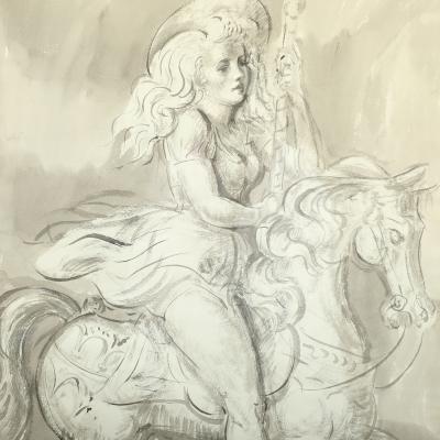 Reginald Marsh Merry Go Round GIrl A Double Sided Work