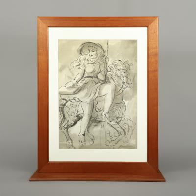 Reginald Marsh Merry Go Round GIrl A Double Sided Work