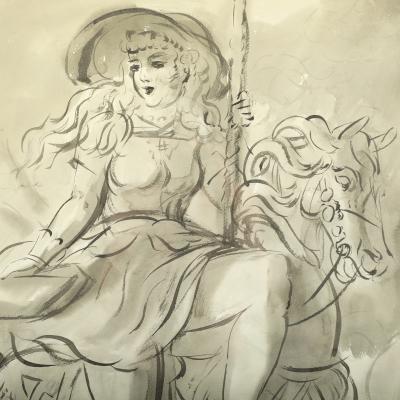 Reginald Marsh Merry Go Round GIrl A Double Sided Work