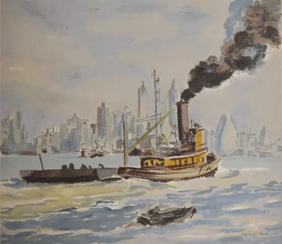 Reginald Marsh REGINALD MARSH 1898 1954 A TUGBOAT ON THE EAST RIVER 