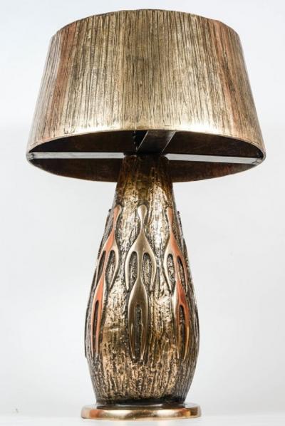 Regis Royant Pair of Bronze Table Lamps by Regis Royant