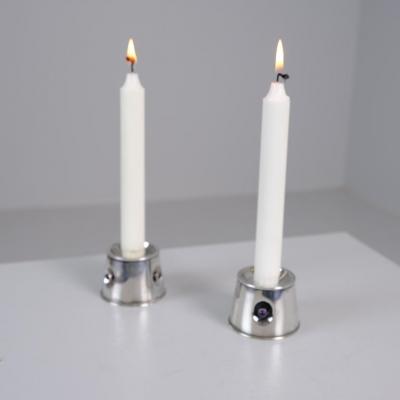 Reijo Sirkeoja Modernist Pair of Reijo Sirkeoja Silver Candle Holders Kultakeskus Finland 1967