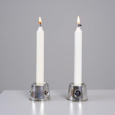 Reijo Sirkeoja Modernist Pair of Reijo Sirkeoja Silver Candle Holders Kultakeskus Finland 1967