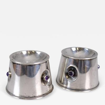 Reijo Sirkeoja Modernist Pair of Reijo Sirkeoja Silver Candle Holders Kultakeskus Finland 1967