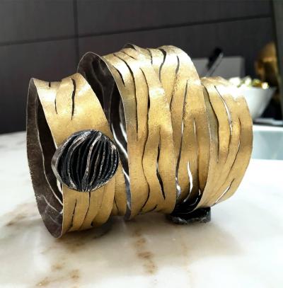 Reiko Ishiyama One of a Kind Gold Oxidized Silver Spiral Wrap Bracelet Reiko Ishiyama