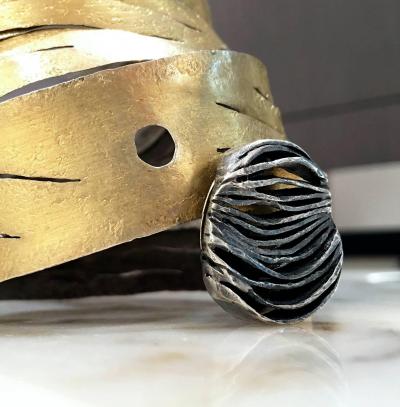Reiko Ishiyama One of a Kind Gold Oxidized Silver Spiral Wrap Bracelet Reiko Ishiyama