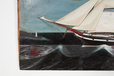 Relief Carved and Painted Frigate