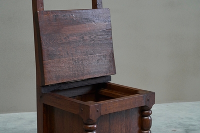 Remarkable Medieval Revival Accent Chair in Solid Oak Europe Mid 20th Century