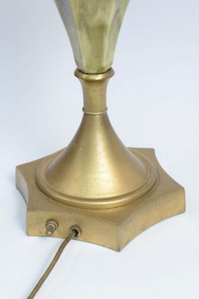 Rembrandt Lamp Company Green Pottery and Brass Table Lamps by Rembrandt Cie