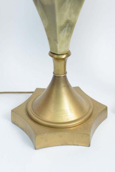 Rembrandt Lamp Company Green Pottery and Brass Table Lamps by Rembrandt Cie