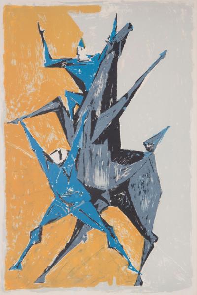 Remo Rossi Remo Rossi Clowns Horse Lithograph Signed Numbered 65 150 Swiss Modernist