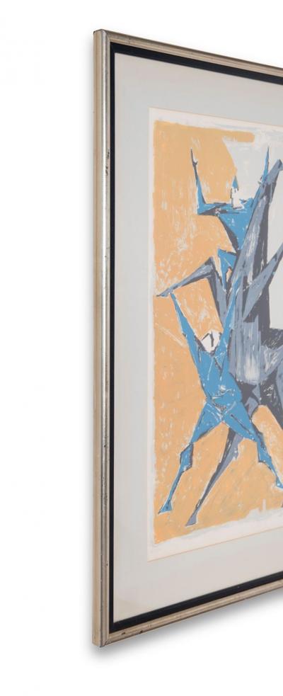 Remo Rossi Remo Rossi Clowns Horse Lithograph Signed Numbered 65 150 Swiss Modernist