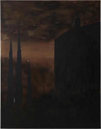 Remy Allamand THE CHAPEL PEREGRINATION Original painting on natural linen