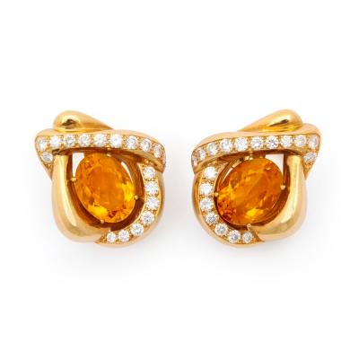 Ren Boivin Citrine Diamond Earrings in 18K by Rene Boivin