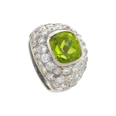 Ren Boivin Ren Boivin Art Deco Platinum Peridot and Diamond Ring