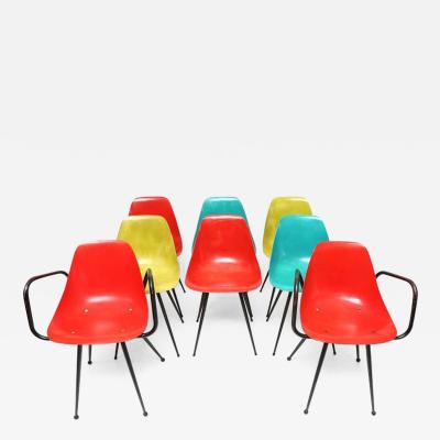 Ren Cailette Set of Eight Rene Cailette Fiberglass Side Chairs