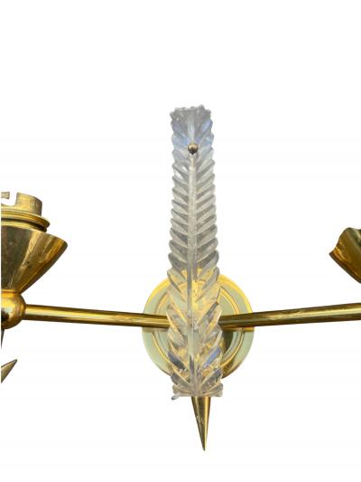 Ren Drouet 1940s Pair of Brass and lucite sconces attributed to Ren Drouet