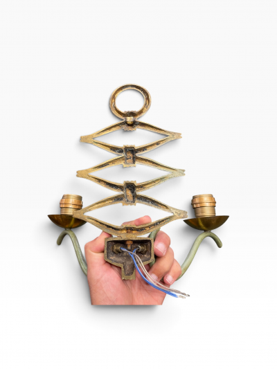Ren Drouet 1940s bronze sconces by Ren Drouet