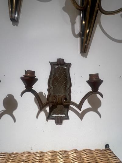 Ren Drouet 1940s bronze sconces in the style of Ren Drouet