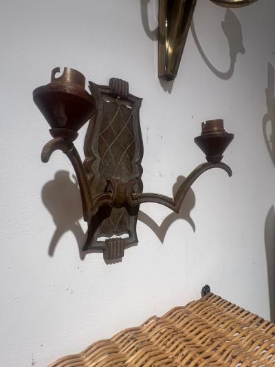 Ren Drouet 1940s bronze sconces in the style of Ren Drouet