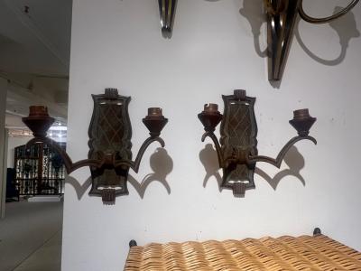 Ren Drouet 1940s bronze sconces in the style of Ren Drouet