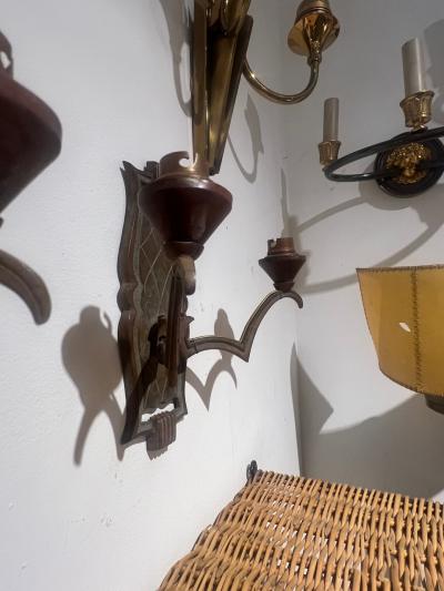 Ren Drouet 1940s bronze sconces in the style of Ren Drouet
