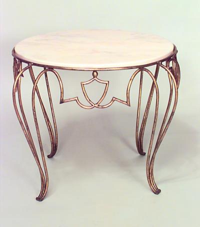 Ren Drouet French 1940s Round Gilt Metal Coffee Table