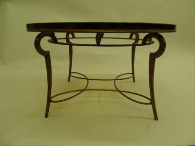 Ren Drouet French Mid Century Copper Gilt Wrought Iron Coffee Table by Rene Drouet 1940