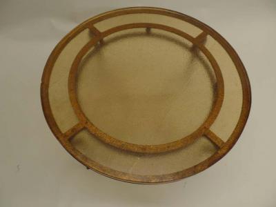 Ren Drouet French Mid Century Copper Gilt Wrought Iron Coffee Table by Rene Drouet 1940