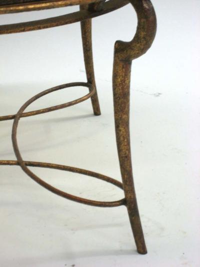 Ren Drouet French Mid Century Copper Gilt Wrought Iron Coffee Table by Rene Drouet 1940