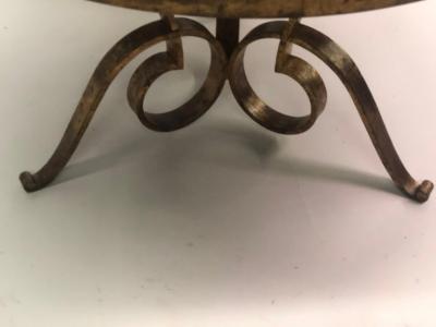 Ren Drouet French Modern Neoclassical Gilt Wrought Iron Coffee Side Table by Rene Drouet