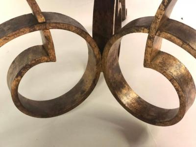 Ren Drouet French Modern Neoclassical Gilt Wrought Iron Coffee Side Table by Rene Drouet
