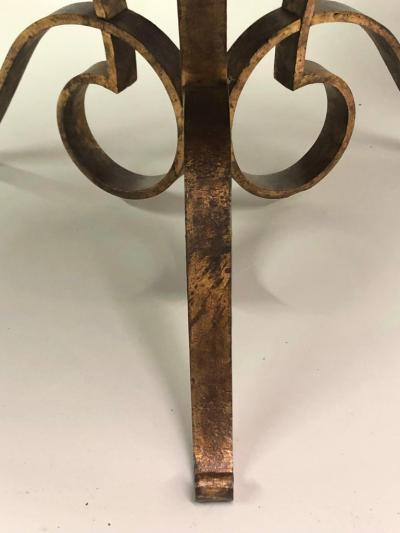 Ren Drouet French Modern Neoclassical Gilt Wrought Iron Coffee Side Table by Rene Drouet