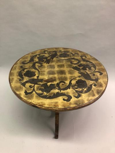 Ren Drouet French Modern Neoclassical Gilt Wrought Iron Coffee Side Table by Rene Drouet