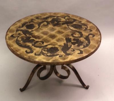 Ren Drouet French Modern Neoclassical Gilt Wrought Iron Coffee Side Table by Rene Drouet