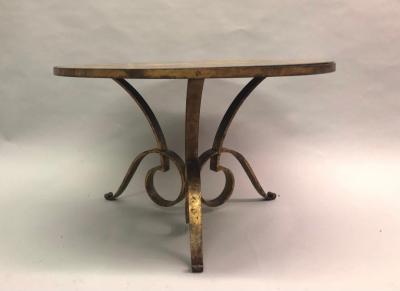 Ren Drouet French Modern Neoclassical Gilt Wrought Iron Coffee Side Table by Rene Drouet