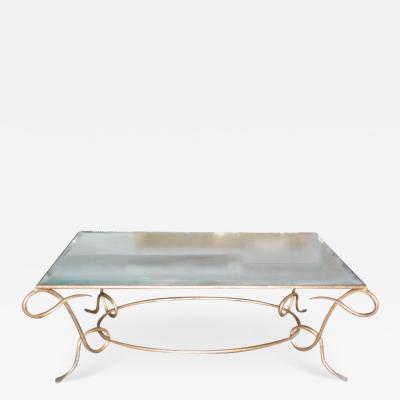 Ren Drouet Gilded Cocktail Table with Oxidized Mirror Top