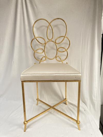 Ren Drouet Pair of 1940s gilt iron chairs by Ren Drouet