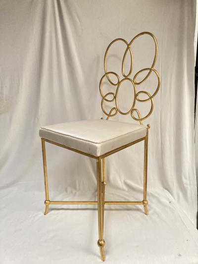 Ren Drouet Pair of 1940s gilt iron chairs by Ren Drouet