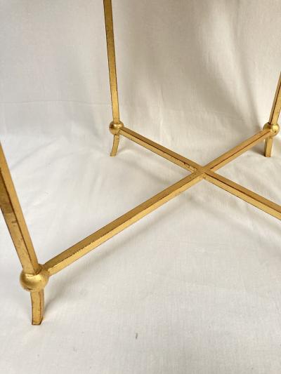 Ren Drouet Pair of 1940s gilt iron chairs by Ren Drouet