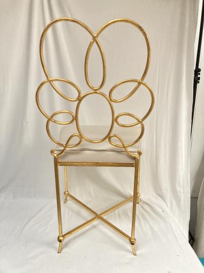 Ren Drouet Pair of 1940s gilt iron chairs by Ren Drouet