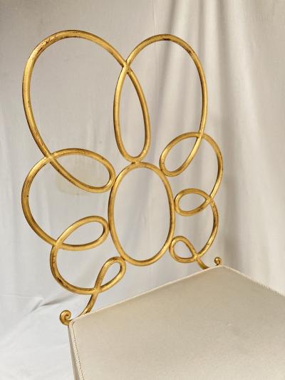 Ren Drouet Pair of 1940s gilt iron chairs by Ren Drouet